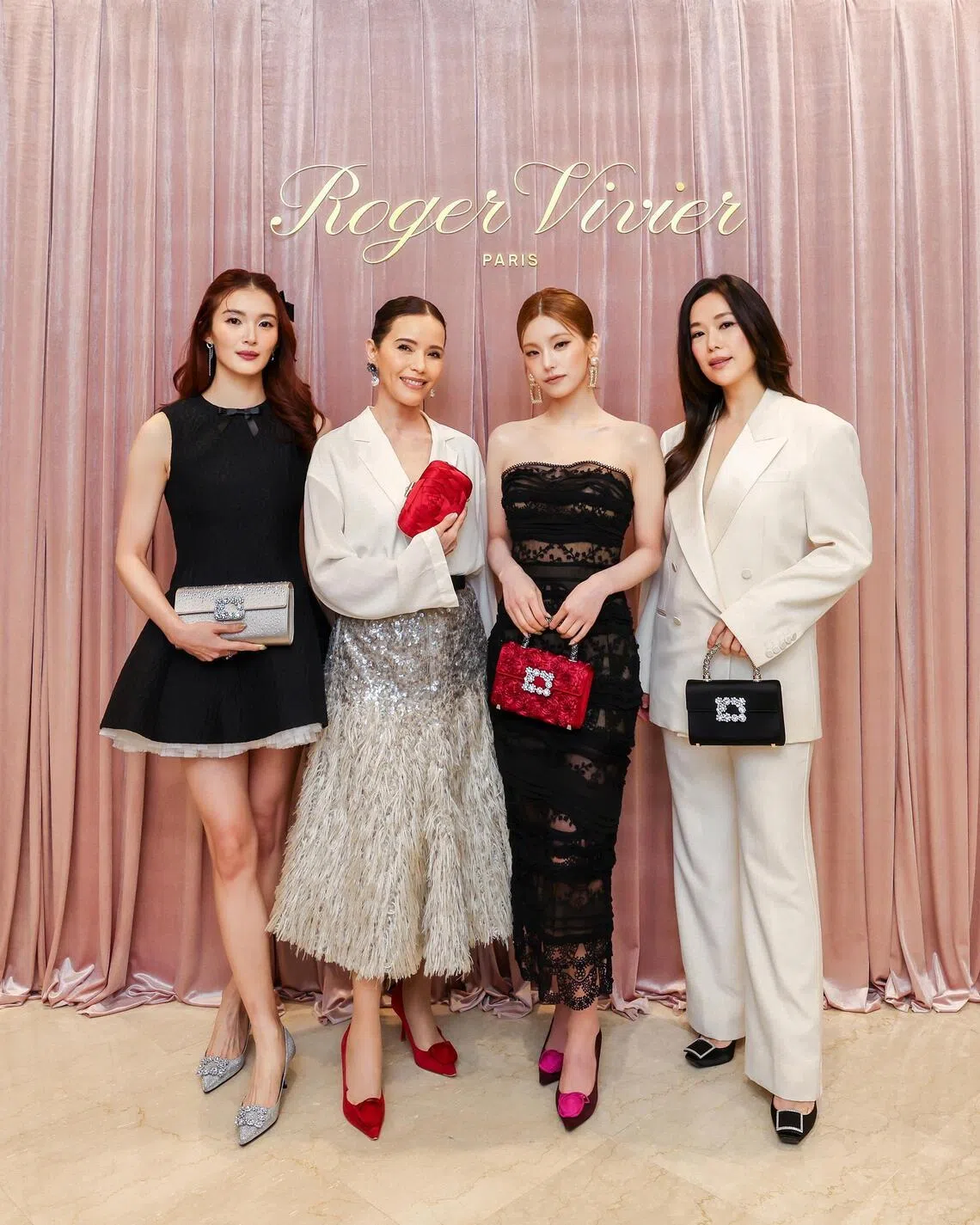 (From left) Cheryl Chou, Zoe Tay, Yeji and Rebecca Lim at the Roger Vivier Takashimaya flagship store’s grand opening on July 20.