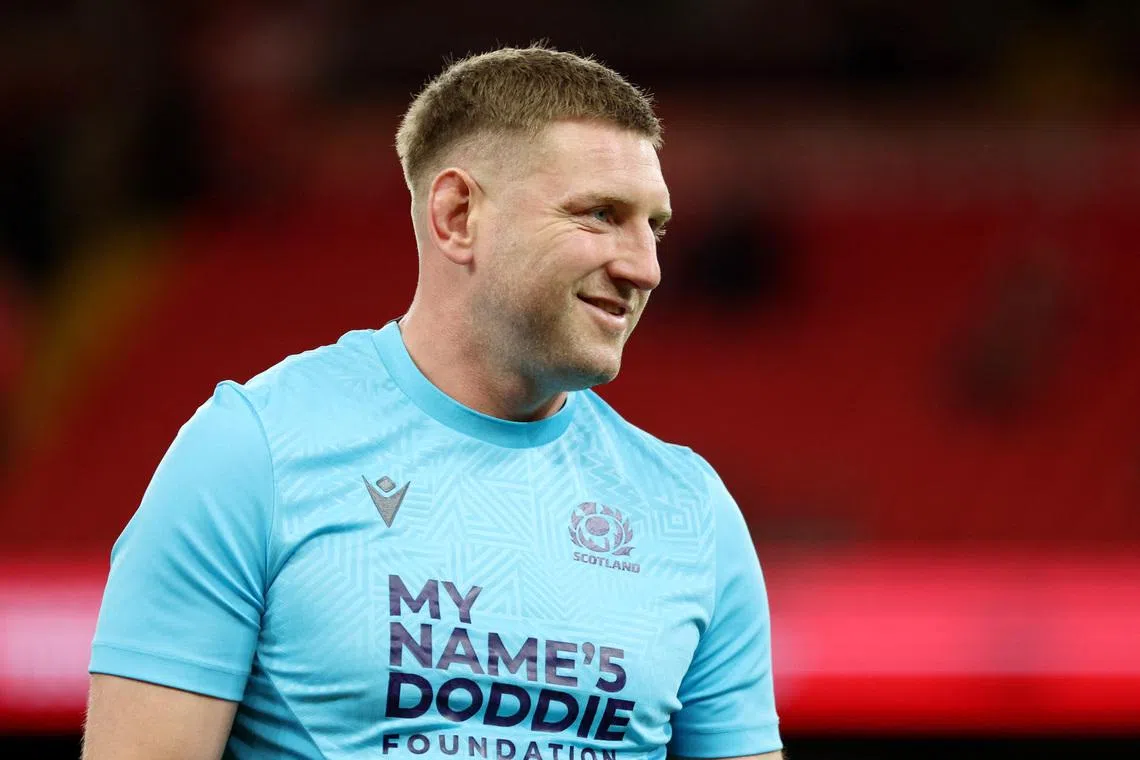 Rugby Union - Six Nations Championship - Wales v Scotland - Principality Stadium, Cardiff, Wales, Britain - February 21, 2026 Scotland's Finn Russell during the warm up before the match REUTERS/Cat Goryn