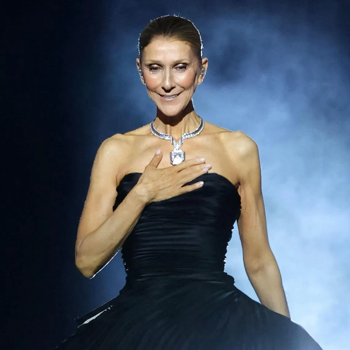 Canadian singer Celine Dion performing on Sept 12, in the first of a series of concerts in Paris.