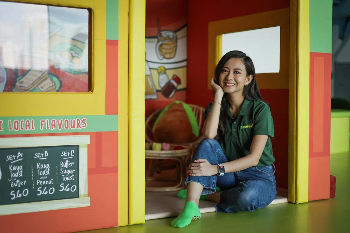 ST20240909_202447200705: Gin Tay/ samoney/ Sue Ann Tan/
Profile of Sophia Ng, 35, Co-Founder of Kidztropic Singapore, photographed at Kidztropic Cove in Annex @ Furama Riverfront Hotel Singapore,on Sep 9, 2024.