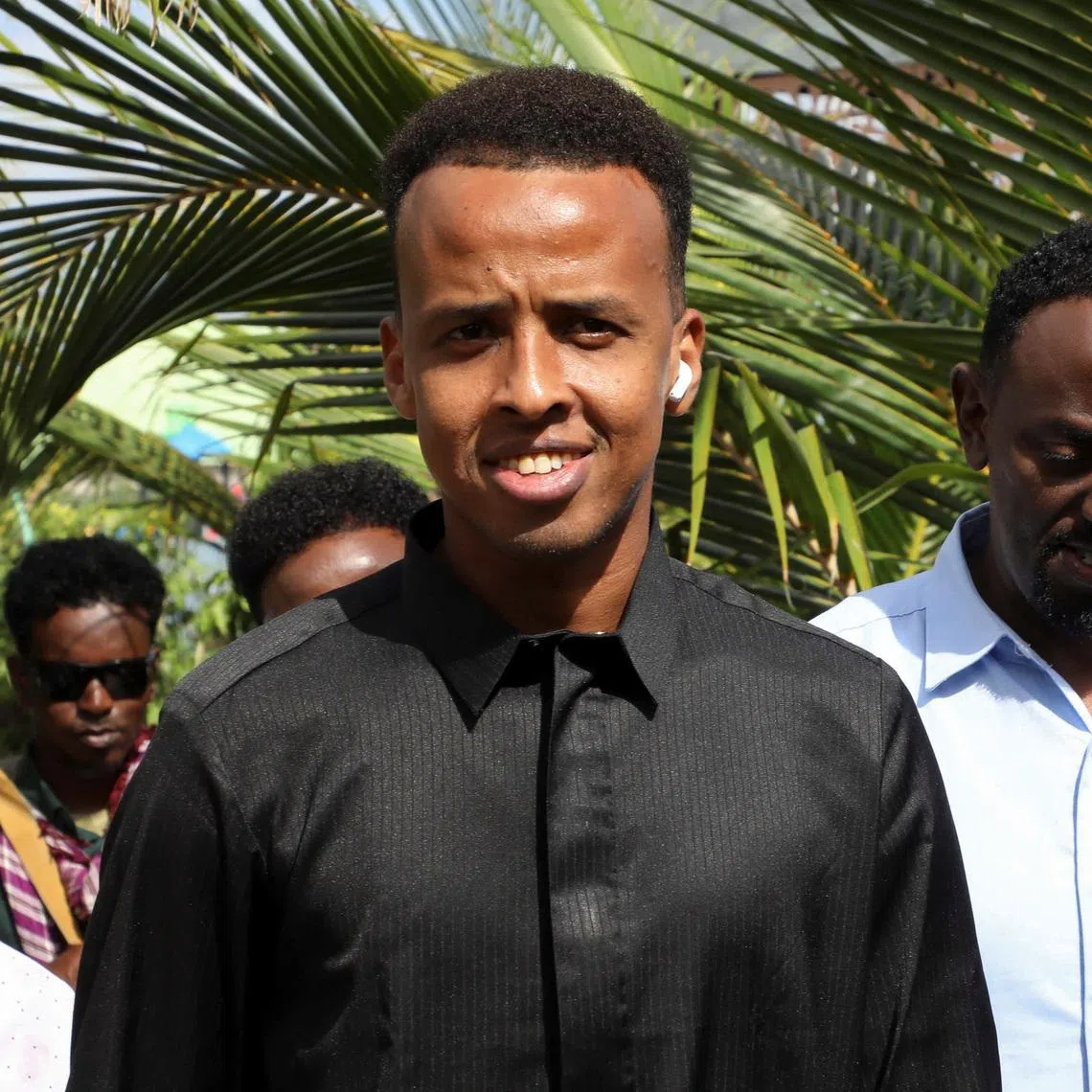 Somali referee Omar Abdulkadir Artan, who was expected to officiate at matches during the 2026 FIFA World Cup but was denied entry to U.S., is hosted in a reception ceremony by members of the Somali community of Dayniile district, in Mogadishu, Somalia June 12, 2026 REUTERS/Feisal Omar