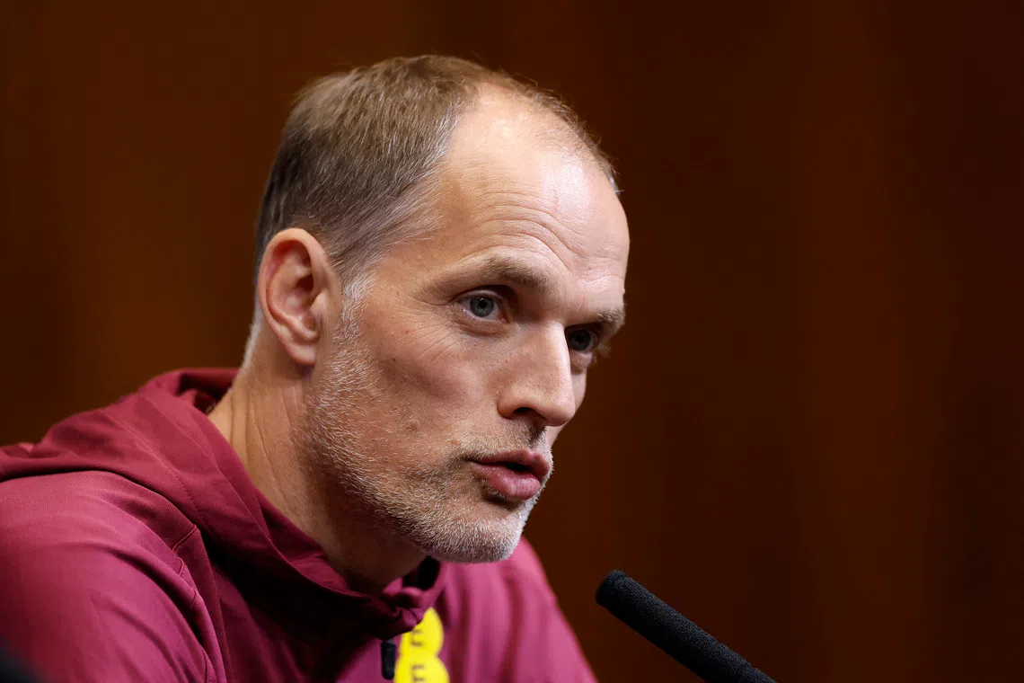 Soccer Football - International Friendly - England Press Conference - Wembley Stadium, London, Britain - October 8, 2025 England manager Thomas Tuchel during the press conference Action Images via Reuters/Peter Cziborra