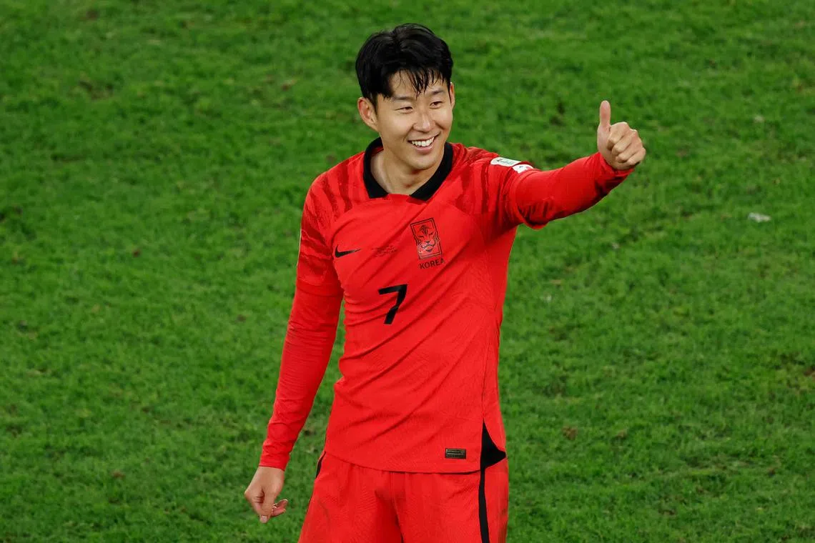 South Korea captain Son Heung-min acknowledging fans after seeing off Australia in their Asian Cup quarter-final at Al-Janoub Stadium on Feb 2.
