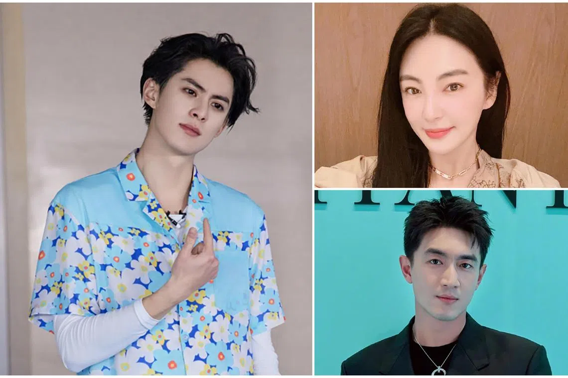(Clockwise from left) Chinese celebrities Dylan Wang, Kitty Zhang Yuqi and Lin Gengxin will be attending the Yuewen Global IP Awards.