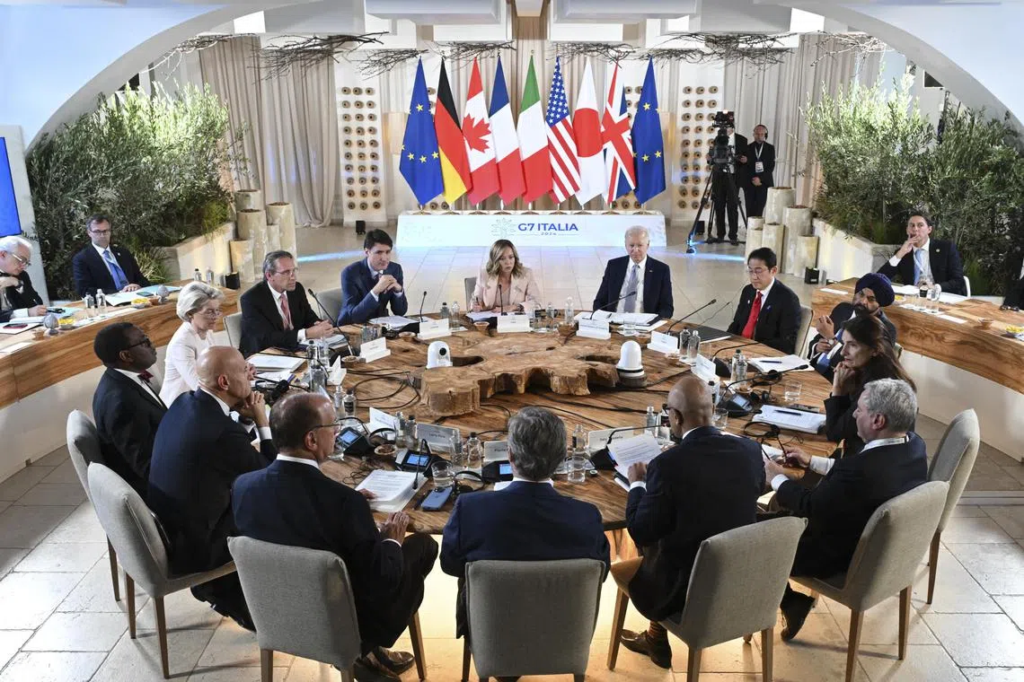 Group of Seven leaders meeting in Brindisi, Italy, on June 13.