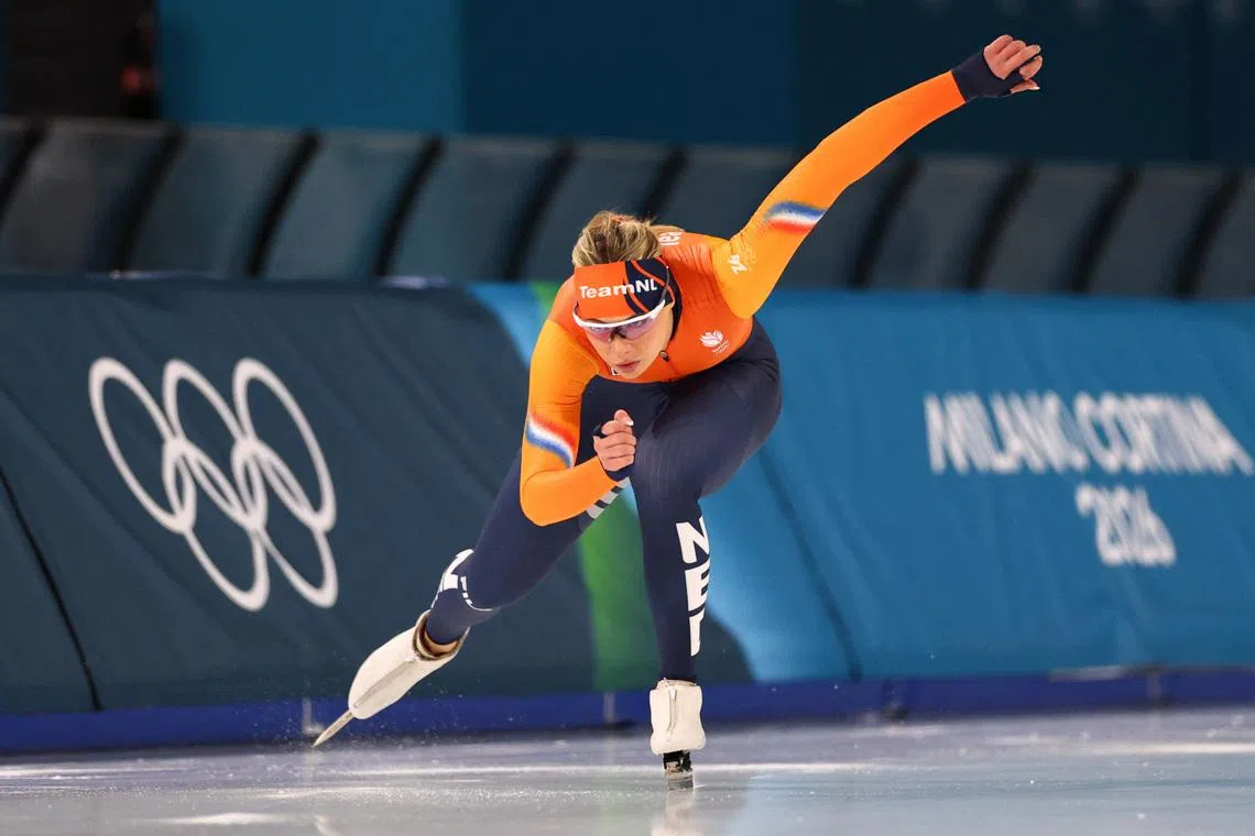 Milano Cortina 2026 Olympics - Speed Skating - Training - Milano Speed Skating Stadium, Milan, Italy - February 09, 2026. Jutta Leerdam of Netherlands during training REUTERS/Piroschka Van De Wouw