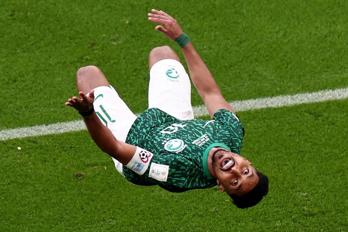 Salem Al-Dawsari celebrates his winning strike against a Lionel Messi-led Argentina.