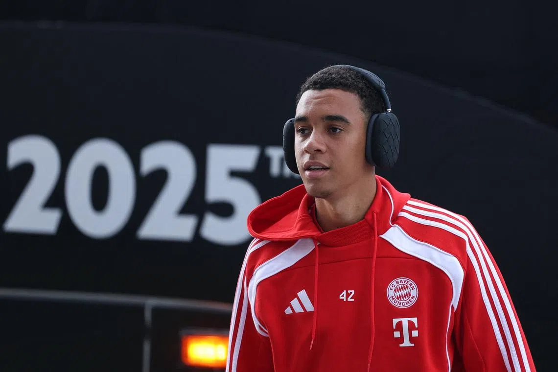 Soccer Football - FIFA Club World Cup - Quarter Final - Paris St Germain v Bayern Munich - Mercedes-Benz Stadium, Atlanta, Georgia, U.S. - July 5, 2025 Bayern Munich's Jamal Musiala arrives at the stadium before the match REUTERS/Amanda Perobelli