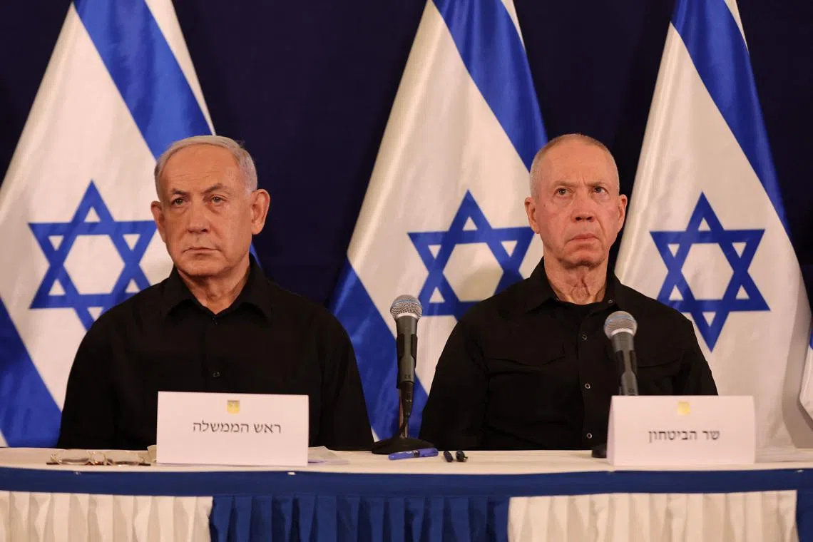 Israeli Prime Minister Benjamin Netanyahu (left) and Defence Minister Yoav Gallant are the subject of International Criminal Court  arrest warrants.