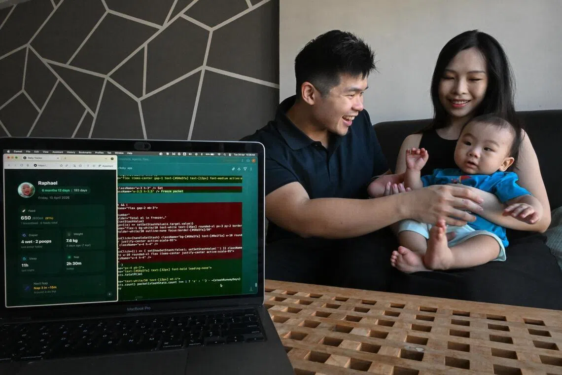 Mr Frank Chester Tan with his wife Estee Cheng and their son Raphael.