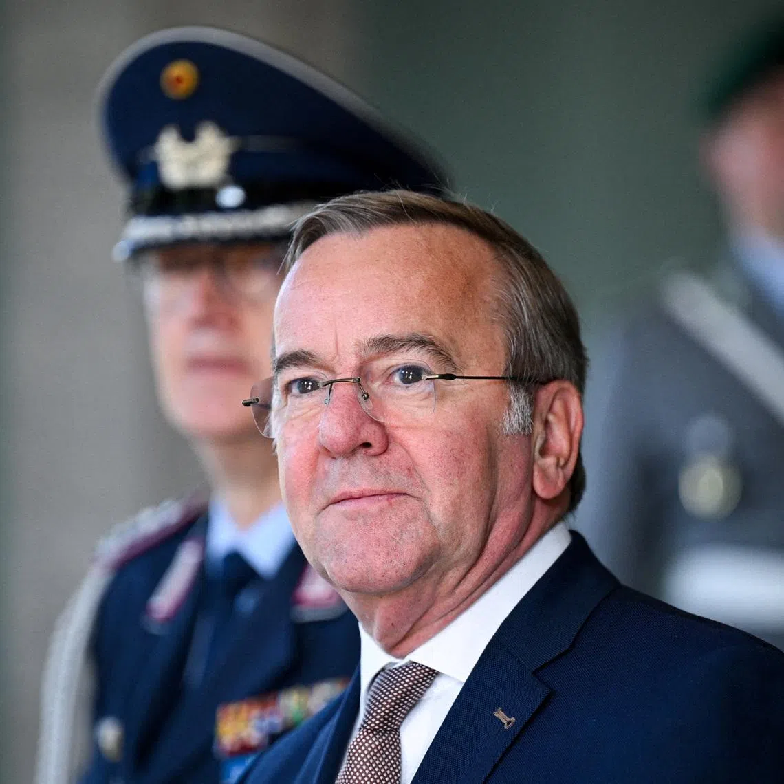 FILE PHOTO: German Defence Minister Boris Pistorius waits to welcome his counterparts, Austria's Klaudia Tanner, Switzerland's Martin Pfister and Luxembourg's Yuriko Backes for talks on security, Ukraine support and D‑A‑CH cooperation at the Defence Ministry in Berlin, Germany May 18, 2026. REUTERS/Annegret Hilse/File Photo