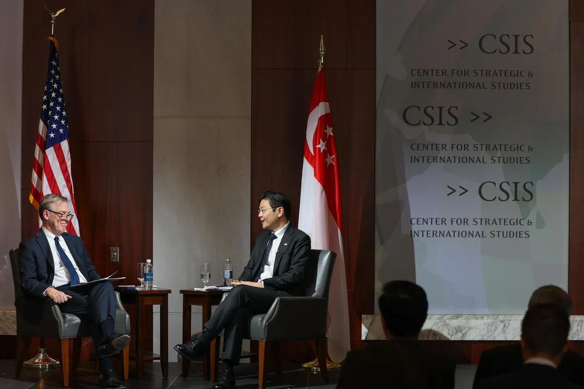 Deputy Prime Minister and Minister for Finance Lawrence Wong speaking at a dialogue at the Center for Strategic & International Studies (CSIS) this morning (13 Oct afternoon EST).