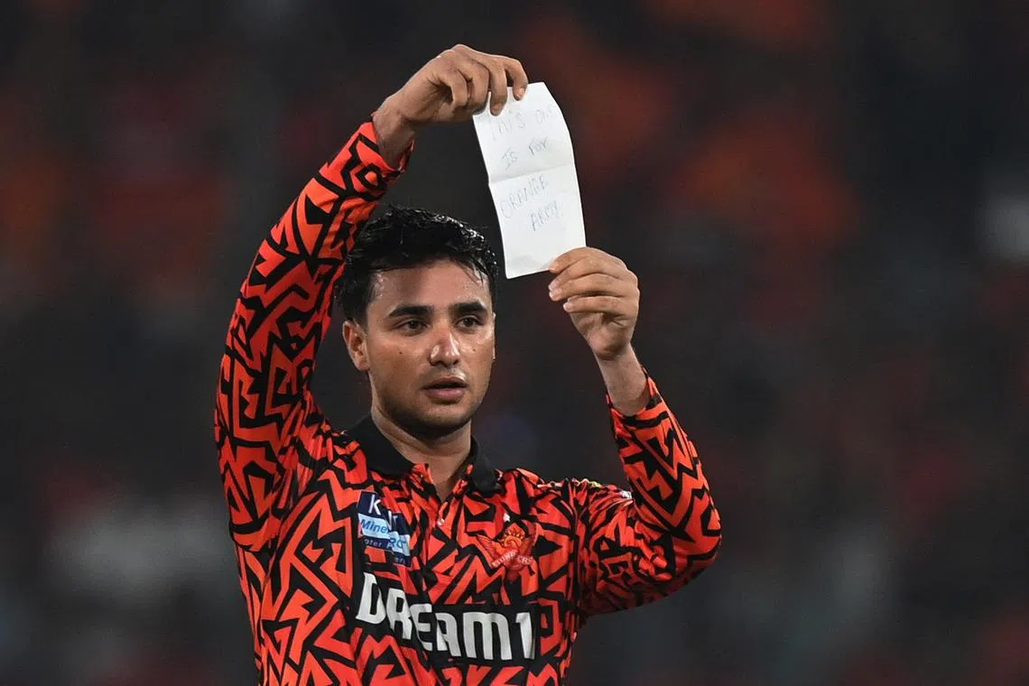 Hyderabad's Abhishek writes own script in special IPL ton | The Straits ...