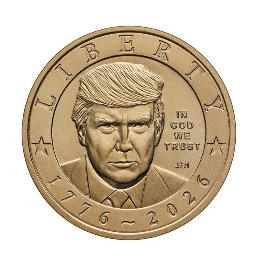 An illustration of a new coin, featuring US President Donald Trump, released by the Department of Treasury.