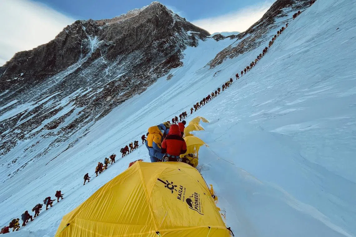 Mountaineers at Mount Everest in Nepal in May 2021. Crowds are back after the pandemic, with the majority attempting to scale the mountain between April and June.