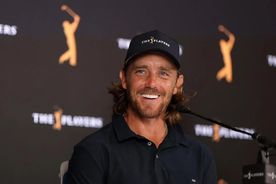 Tommy Fleetwood of England talks to the media in a press conference prior to The Players Championship.