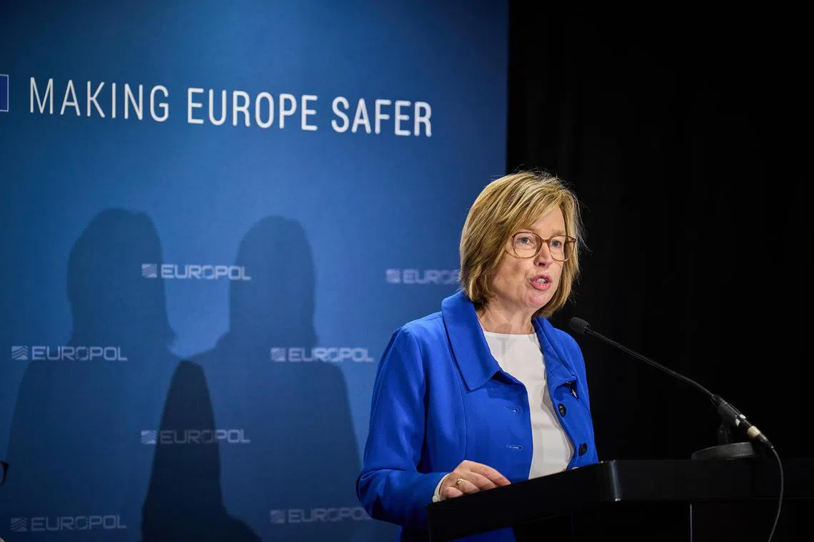 Europol executive director Catherine De Bolle speaking during a press conference on the Ghost operation in the Netherlands, on Sept 18.