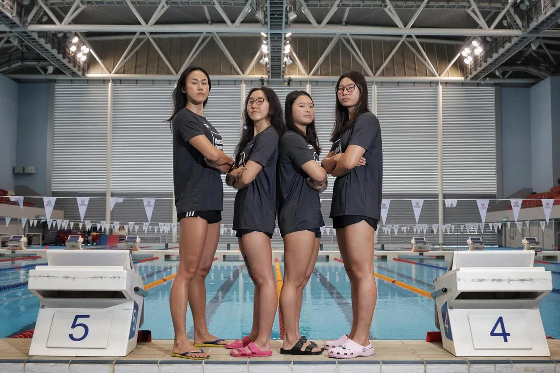 Singapore women's 4x100m medley relay team of (from left) Quah Ting Wen, Quah Jing Wen, Levenia Sim and Letitia Sim.