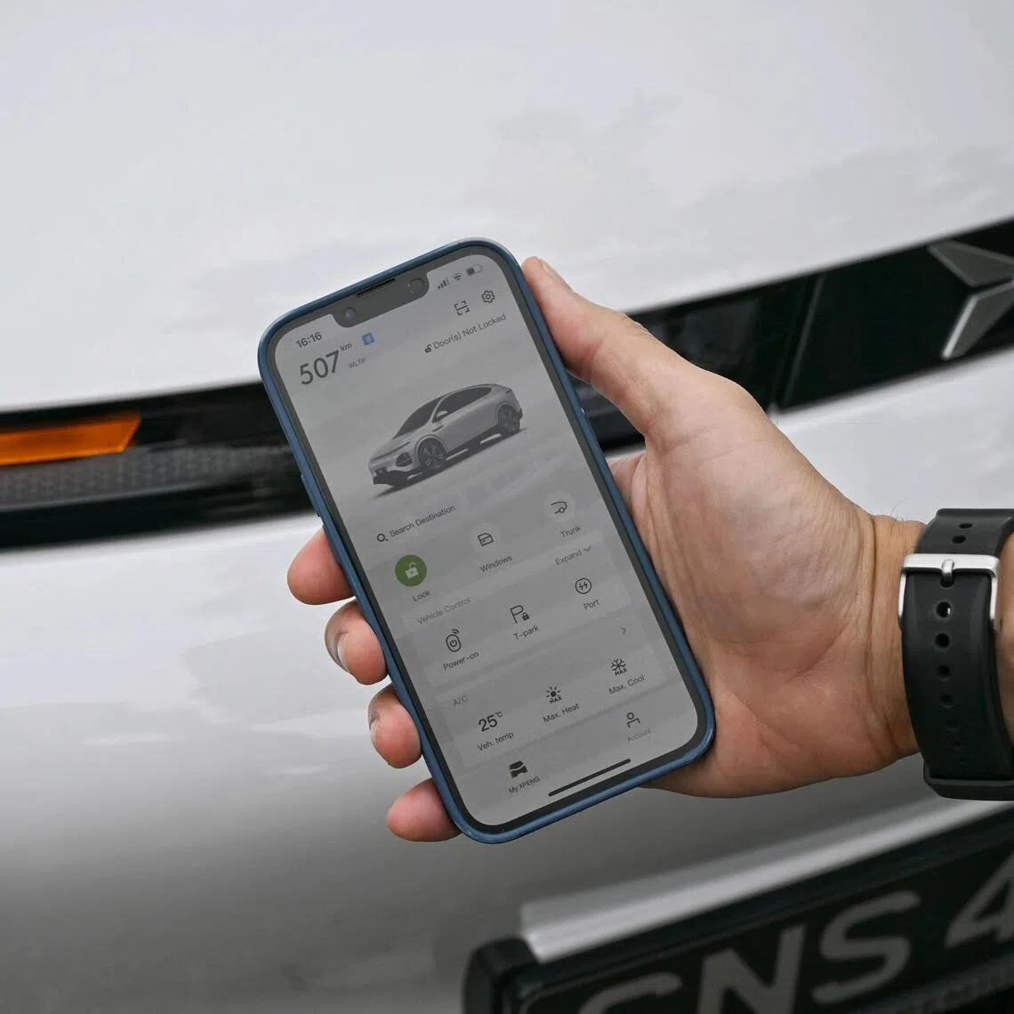 Interior and exterior of the Xpeng G6 on Aug 30, 2024.