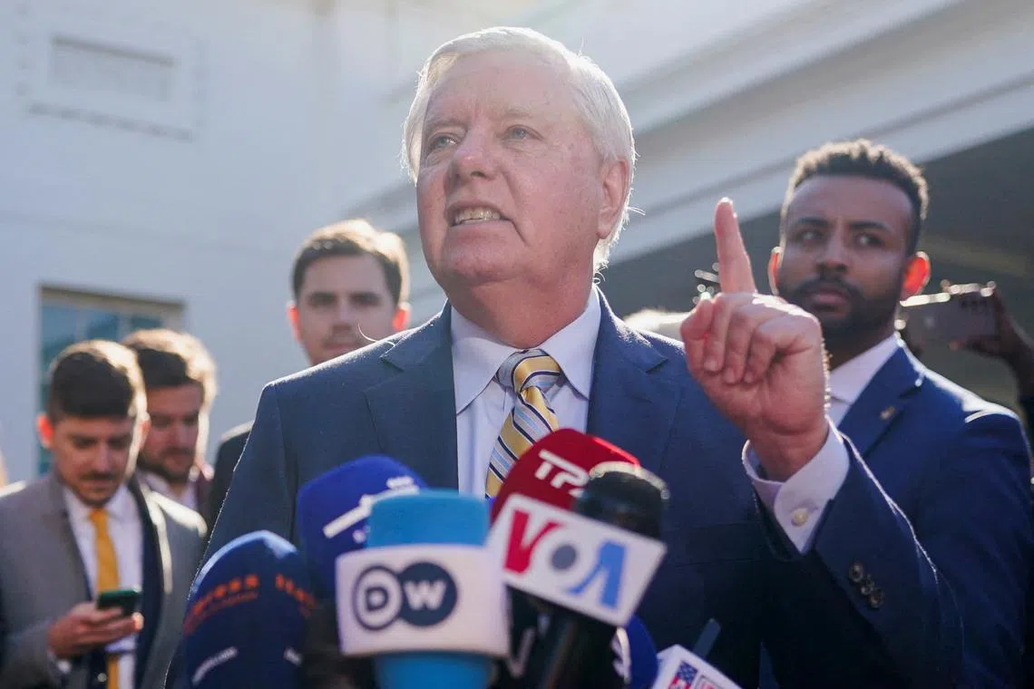 US Senator Lindsey Graham speaks outside the White House on Feb 28.