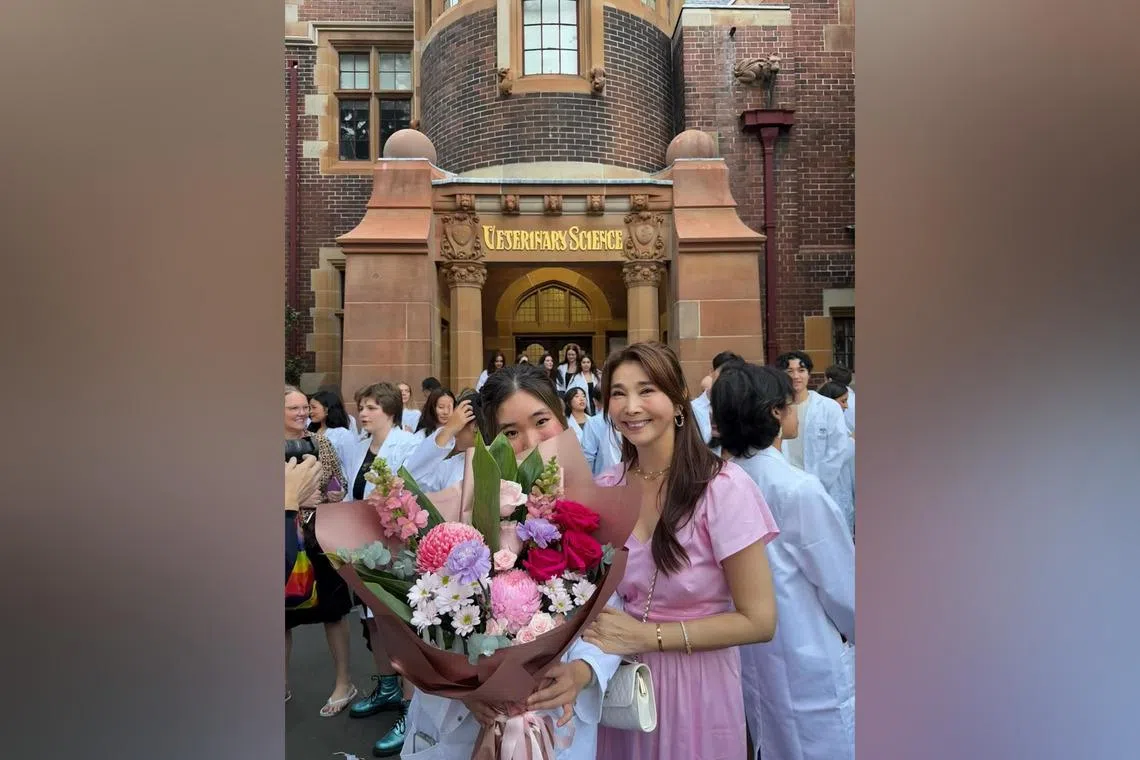 Actress Chen Xiuhuan attends youngest daughter’s white coat ceremony in Australia