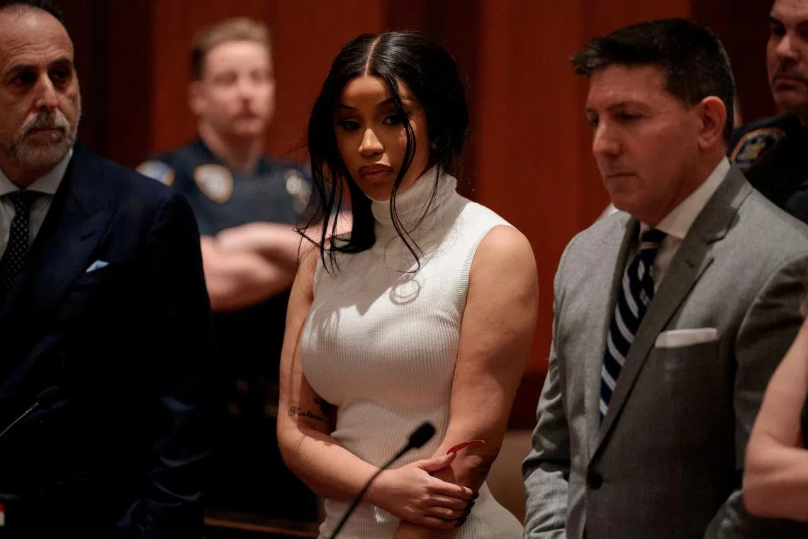 Rapper Cardi B appears at the Queens County Criminal Court in New York on Jan 17, 2023. 