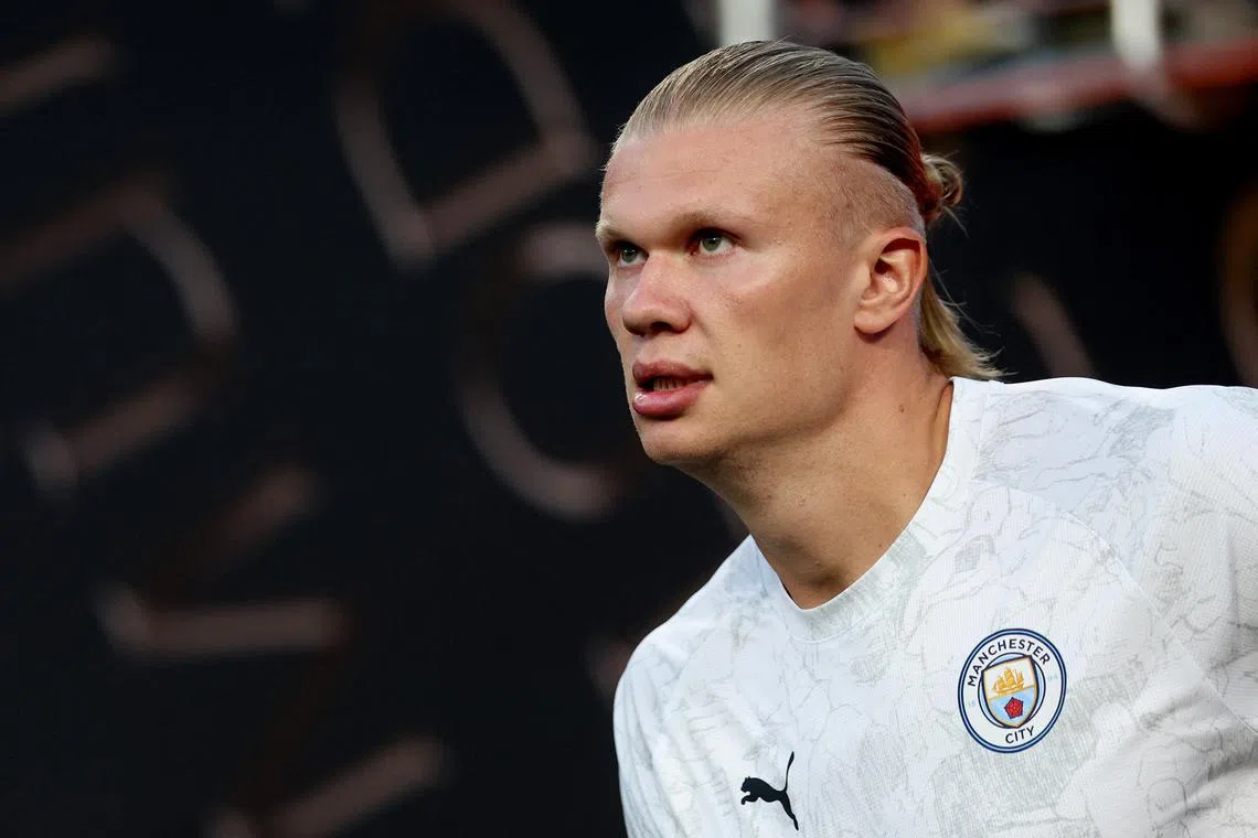 FILE PHOTO: Soccer Football - FIFA Club World Cup - Round of 16 - Manchester City v Al Hilal - Camping World Stadium, Orlando, Florida, U.S. - June 30, 2025 Manchester City's Erling Haaland during the warm up before the match IMAGN IMAGES via Reuters/Nathan Ray Seebeck/File Photo