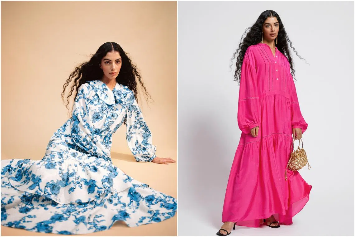 Blue Printed Floral Dress (left), $229 and Pink Dress, $279, from & Other Stories' Hari Raya capsule collection.