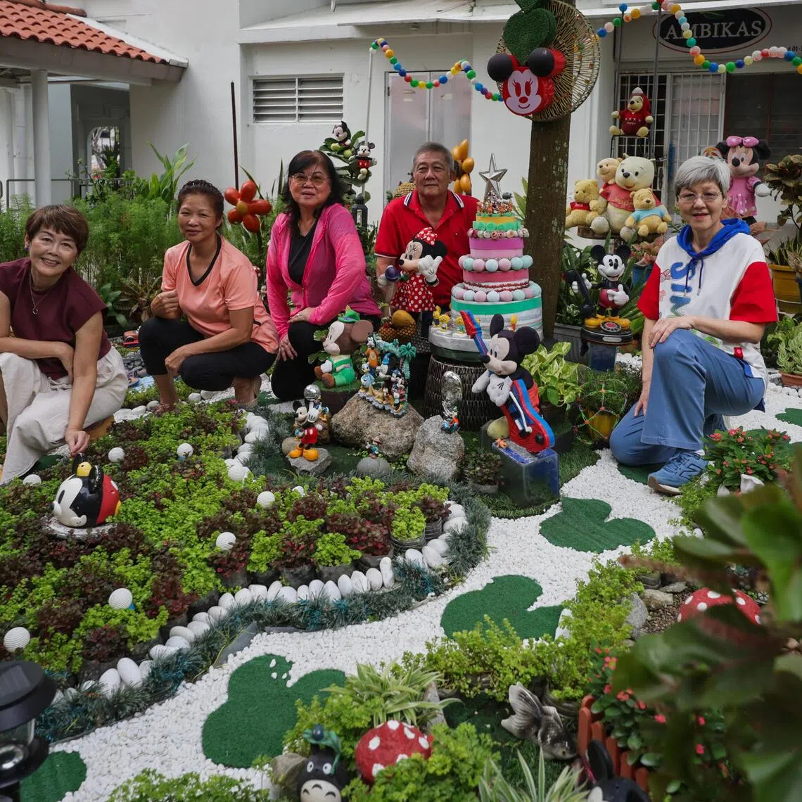 (From left) Jasmine Tan, retired florist; Christina Koh, part-time cleaner, Irene Oh, retired accountant; Clifford Leung, retired food caterer, and Eileen Ang, homemaker at St Luke’s ElderCare Active Ageing Centre (Care) @ Nee Soon East Blk 260 Yishun Street 22, on Sep 4.