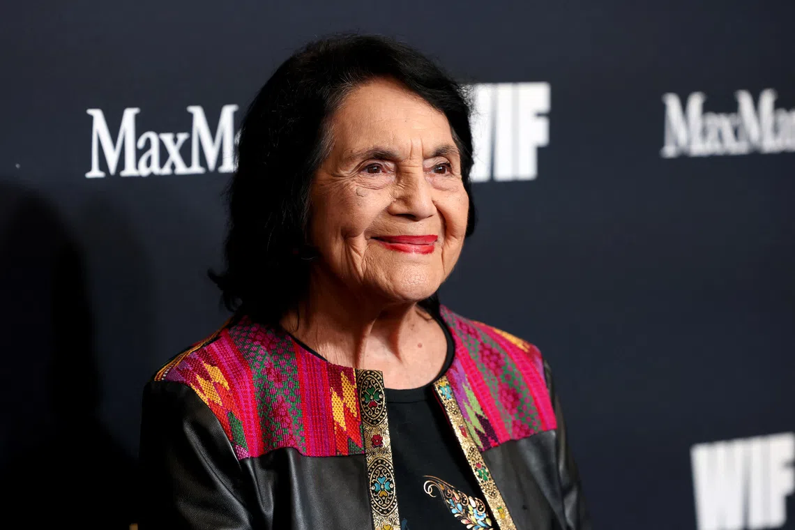 Dolores Huerta attends the WIF (Women In Film) Honors 2025 at the Beverly Hilton in Beverly Hills, California, U.S., November 6, 2025. REUTERS/Mario Anzuoni