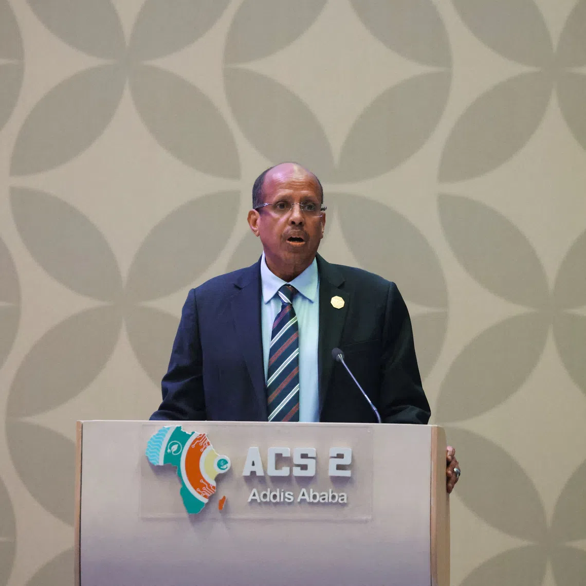 African Union Commission Chairperson, Mahmoud Ali Youssouf, speaks at the Second Africa Climate Summit (ACS2) in Addis Ababa, Ethiopia, September 8, 2025. REUTERS/Tiksa Negeri