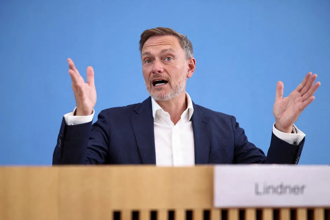 FILE PHOTO: German Finance Minister Christian Lindner holds a press conference on the 2025 draft budget in Berlin, Germany, July 17, 2024.  REUTERS/Liesa Johannssen/File Photo