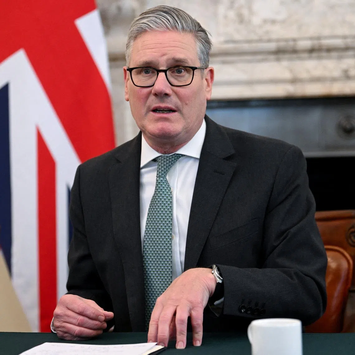 Britain's Prime Minister Keir Starmer attends a meeting to discuss the U.S.-Israeli conflict with Iran and the impact on the Strait of Hormuz, in London, Britain, March 30, 2026. REUTERS/Jaimi Joy/Pool