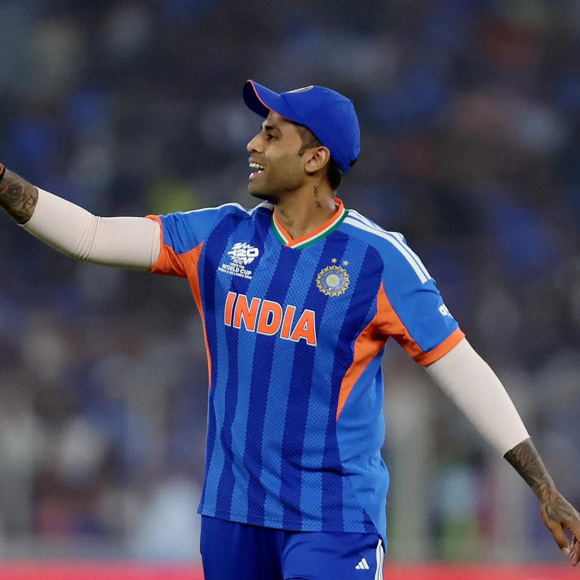 Cricket - ICC Men's T20 World Cup 2026 - Group A - India v Netherlands - Narendra Modi Stadium, Ahmedabad, India - February 18, 2026 India's Suryakumar Yadav reacts REUTERS/Amit Dave