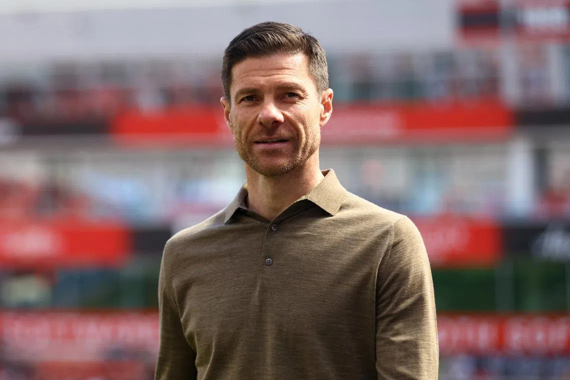 FILE PHOTO: Soccer Football - Bundesliga - Bayer Leverkusen v FC Augsburg - BayArena, Leverkusen, Germany - April 26, 2025 Bayer Leverkusen coach Xabi Alonso is seen at the stadium before the match REUTERS/Thilo Schmuelgen/ File Photo