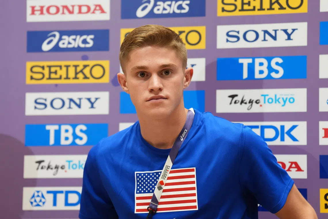 Cooper Lutkenhaus during his press conference ahead of the World Championships.