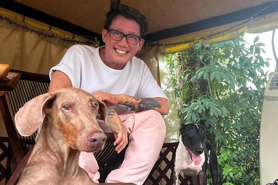 Daniel Boey and his dogs Leia (left) and Luna.