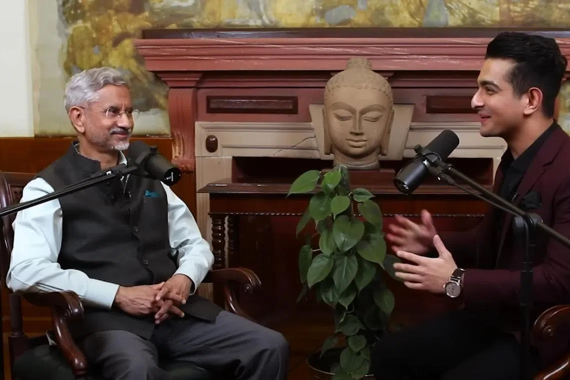 India's External Affairs Minister S. Jaishankar in an interview with social media influencer Ranveer Allahbadia on the latter's The Ranveer Show. 