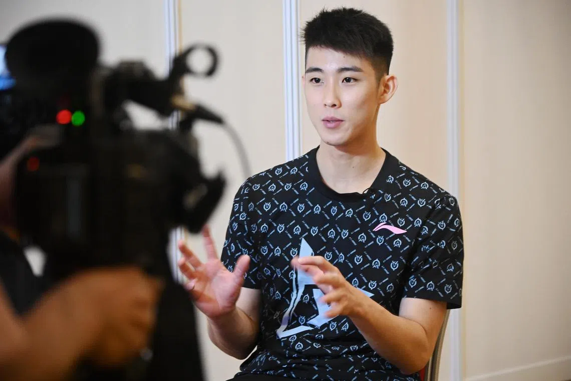 Training shots of badminton players ahead of the Singapore Badminton Open:
- Singapore's Loh Kean Yew  interviewed at the Singapore Indoor Stadium on 5 June 2023 .