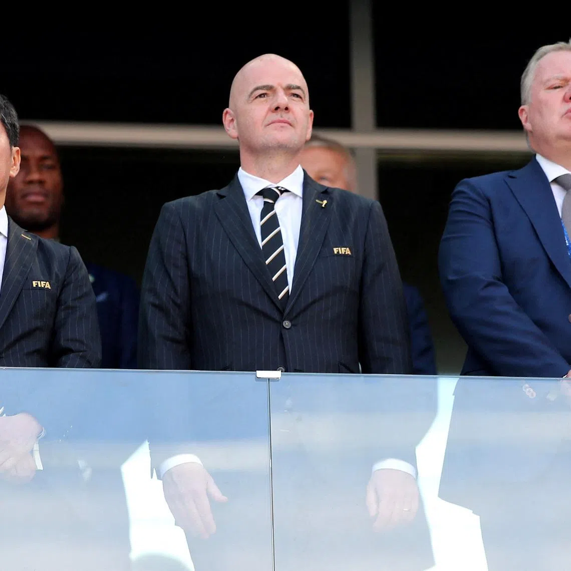 FILE PHOTO: Soccer Football - World Cup - Group F - Sweden vs South Korea - Nizhny Novgorod Stadium, Nizhny Novgorod, Russia - June 18, 2018  (L - R) President of South Korea Football Association Chung Mong-gyu, FIFA president Gianni Infantino and President of the Swedish Football Association Karl-Erik Nilsson before the match. REUTERS/Ivan Alvarado/File Photo