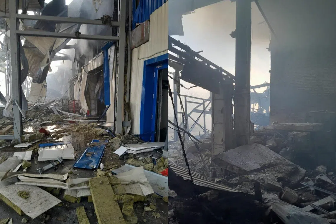 The Ukrainian Red Cross said on social media that a fire – ignited by a direct artillery hit – had “wiped out” supplies.