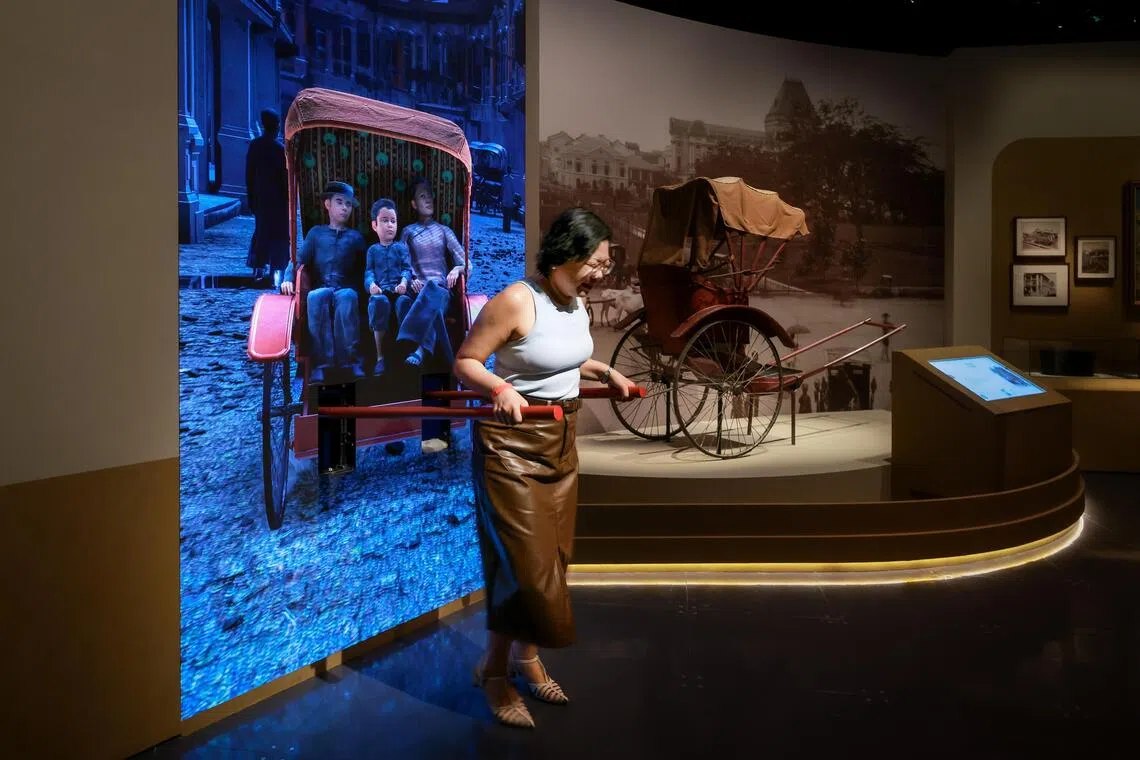 Try your hand at being a rickshaw puller with a weighted interactive display at the revamped Singapore History Gallery at the National Museum of Singapore.