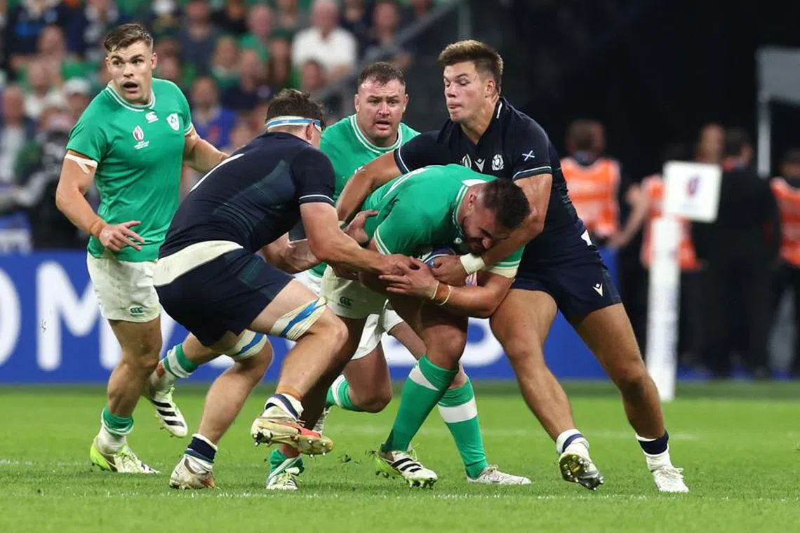 Rugby Union - Rugby World Cup 2023 - Pool B - Ireland v Scotland - Stade de France, Saint-Denis, France - October 7, 2023 Ireland's Garry Ringrose in action REUTERS/Stephanie Lecocq