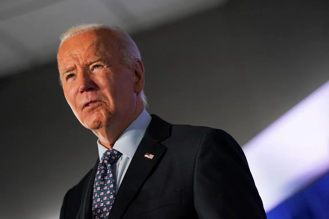 U.S. President Joe Biden delivers remarks on his administration’s support of unions during a visit to the UA Local Sprinkler Fitters Local Union 692 in Philadelphia, Pennsylvania, U.S., November 1, 2024. REUTERS/Nathan Howard/File Photo