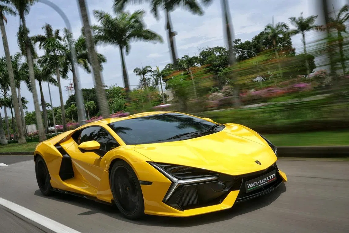 Outdoor shoot for Lamborghini's first plug-in hybrid supercar on Aug 28, 2024.