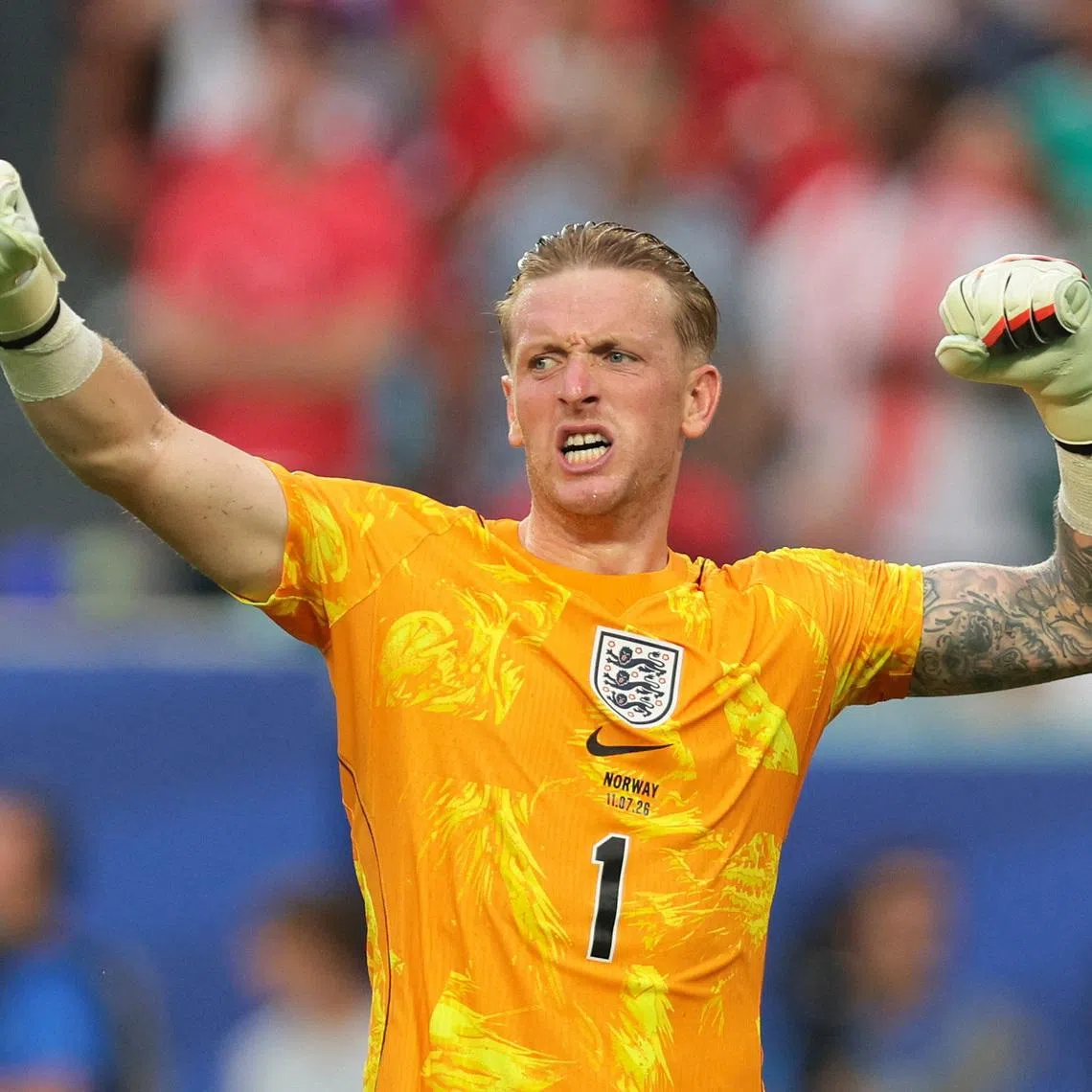 Soccer Football - FIFA World Cup 2026 - Quarter Final - Norway v England - Miami Stadium, Miami Gardens, Florida, U.S. - July 11, 2026 England's Jordan Pickford celebrates after the match IMAGN IMAGES via Reuters/Sam Navarro