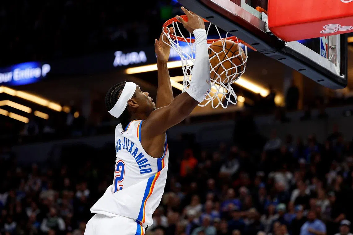 Shai Gilgeous-Alexander of the Oklahoma City Thunder scored 34 points to lead his team to a 129-106 win over the Minnesota Timberwolves.