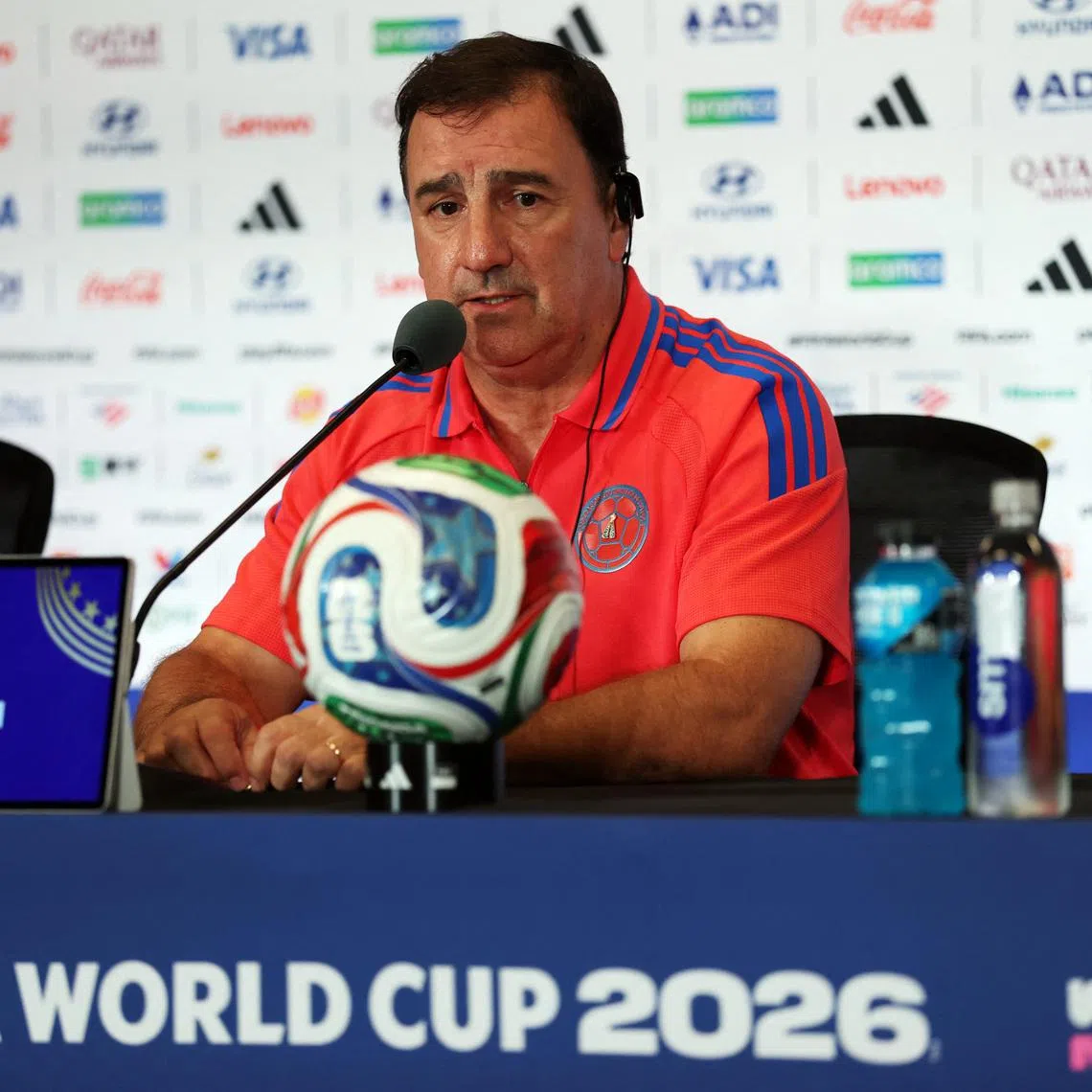 Soccer Football - FIFA World Cup 2026 - Colombia Press Conference - Miami Stadium, Miami Gardens, Florida, U.S. - June 26, 2026 Colombia coach Nestor Lorenzo during a press conference REUTERS/Paul Childs