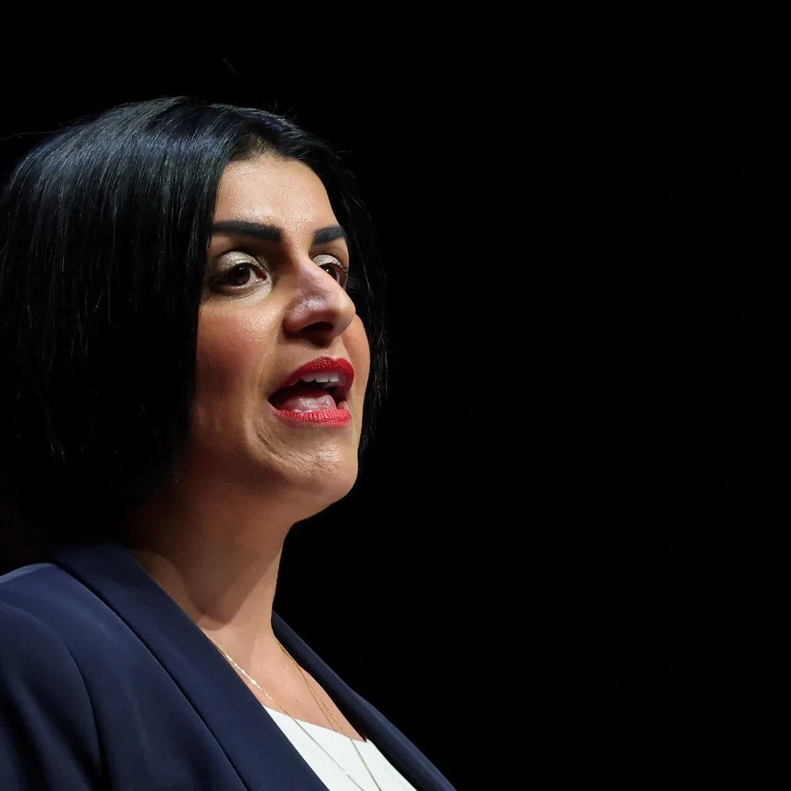British Home Secretary Shabana Mahmood speaks on stage at Britain's Labour Party's annual conference in Liverpool, Britain, September 29, 2025. REUTERS/Hannah McKay