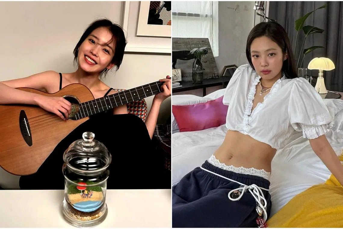 South Korean singer IU (left) donated 200 million won while Jennie of Blackpink donated 100 million won.